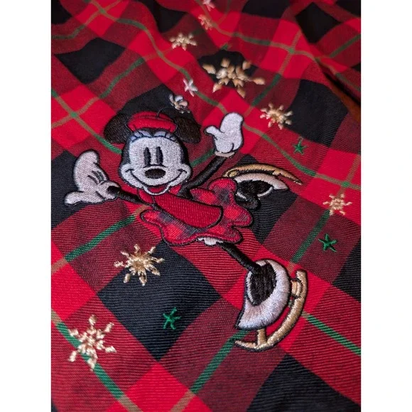 Disney Minnie Mouse Red Black Plaid Christmas Ruffled Dress LS Size 18M-2T Skate - Picture 2 of 8